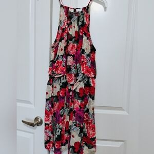 Dynamite Halter Floral Mini Dress in Black, Red, Pink, Cream